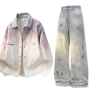 Men’s Printed Denim Jacket & Jeans Set